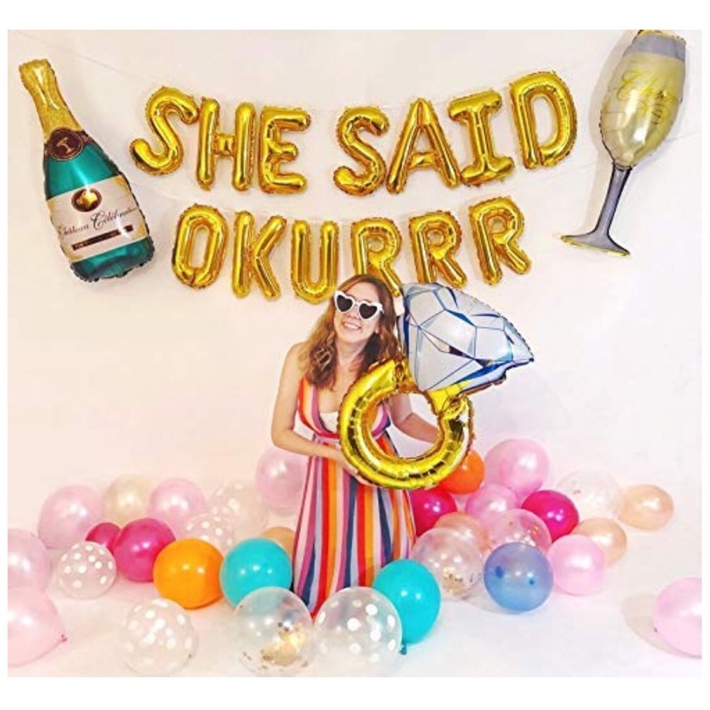 Gold Balloons SHE SAID OKURRR Engagement Ring Kit - Picture 2 of 6